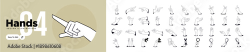 Hands illustrations. Vector concepts of hands showing different gestures. Creative illustrations for graphic and web design, marketing, business presentation, social media.