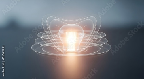 Glowing lightbulb radiating energy, symbolizing innovation and bright ideas