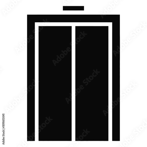 Simple icon of a garage door with white outline icon