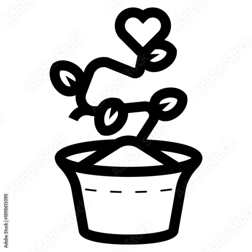 growing love flower pot icon