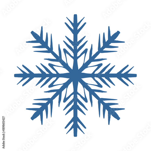 Simple Blue Snowflake Icon for Cold Weather and Winter Concept Graphic