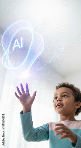 Wallpaper Mural Child interacting with artificial intelligence hologram Torontodigital.ca