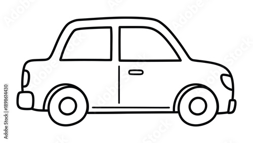 Car Outline: A simple, sleek, line drawing of an automobile, perfect for illustrating mobility, transportation, or vehicle concepts.