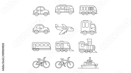 Transportation Icon Collection: A meticulously curated array of transport icons, each a testament to simplicity, functionality, and modern design principles.