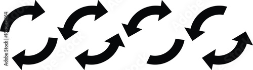 Circular arrow icons set showing refresh, reload and synchronization symbols for interface, process cycle and workflow illustration isolated on white background