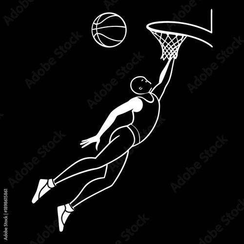 Dynamic Basketball Player Dunking Action Shot Vector Illustration For Sports Design