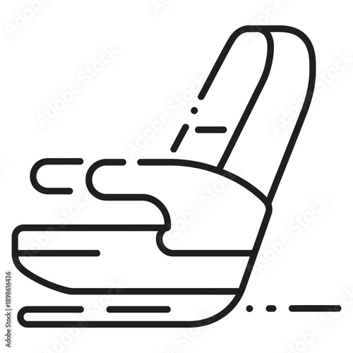 Simplelineartofareclinedairplaneseatinprofileview icon