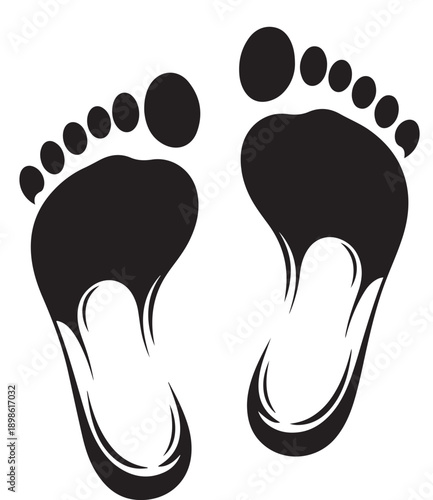 Black Footprints on White Background