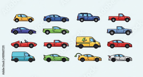 Collection of Pixel Art Cars and Vehicles in Various Styles.
