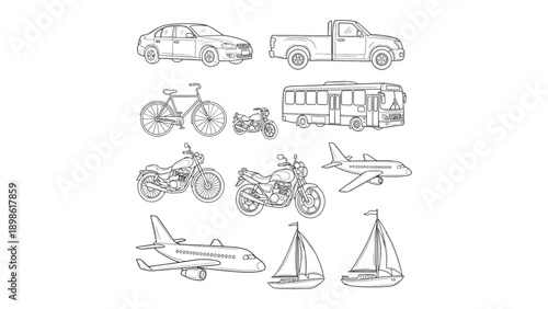 Transportation Collection: A diverse compilation of vehicles, offering a comprehensive view of various modes of transportation. 