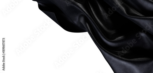 Foto Luxurious black fabric flowing gracefully with ample white space for use in elegant design backgrounds