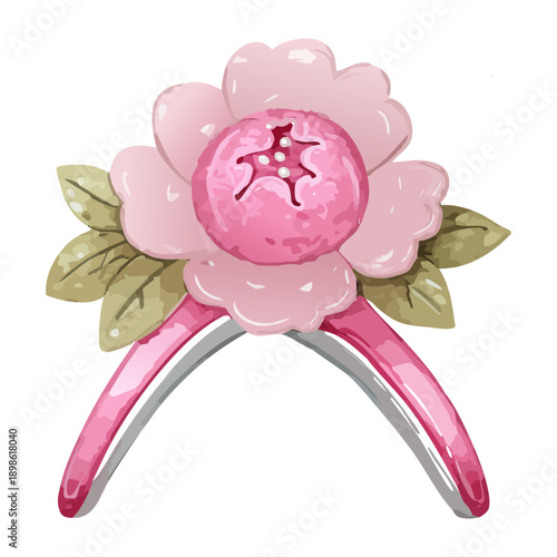 Pink flower headband for spring fashion and hair decoration graphic asset