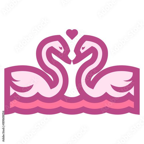two swans making a heart shape icon