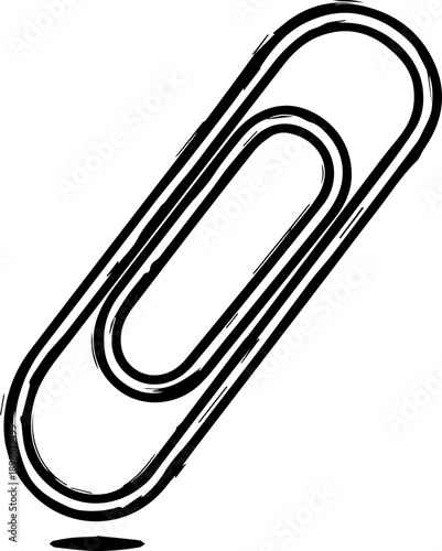 Minimalist hand-drawn style paperclip icon for office and organization concepts