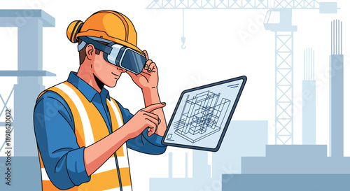 Engineering and Construction Technology Concept – Professionals Using Virtual Reality for Planning and Supervision