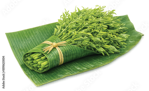 Pak Wan Ban on Banana Leaf Isolated on Transparent Background