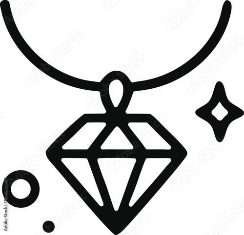 Elegant diamond necklace featuring a sparkling star and circular design. Perfect for luxury jewelry ads, fashion magazines, and elegant branding.