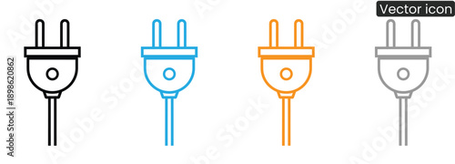 plug, electric, icon, vector, colorful, modern, electricity, power, connection, technology, energy, black, blue, orange, gray, illustration, graphic, symbol, sign, electronics, engineering, innovation