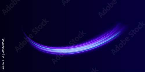 Curved neon trails twist in vivid glowing patterns. Sparks scatter across dynamic motion paths. Abstract lines convey acceleration and energy. 