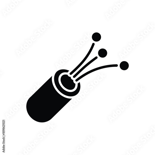 Simple black glyph depicting a fiber optic cable with multiple strands