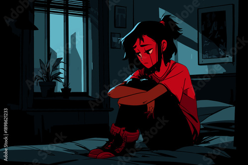 Sad Woman Sitting Alone in Silence