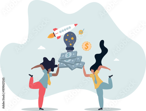 Venture capital as private equity and investors finances.Start up company capital growth from crowdfunding money raising.life and employment of people.