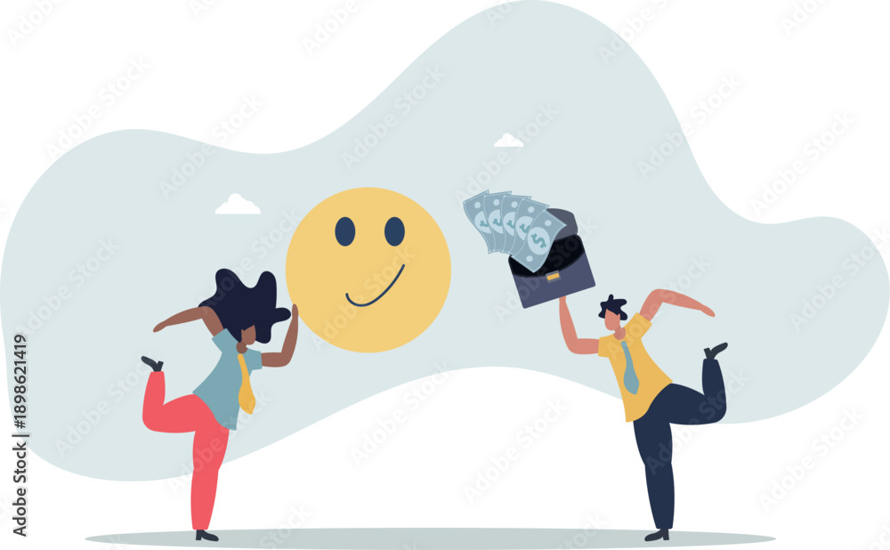 Fototapeta premium A businessman buys a good mood or positive reviews.