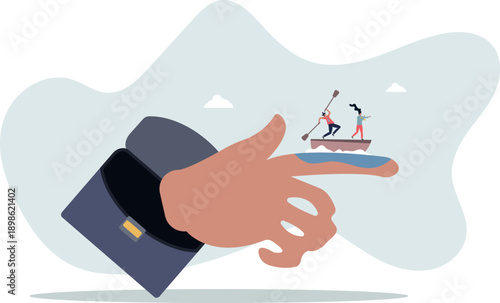 The coach shows direction to his employees, the concept of management and training.