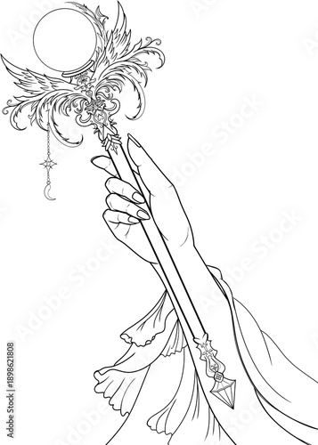 Hand Holding Magic Wand PNG