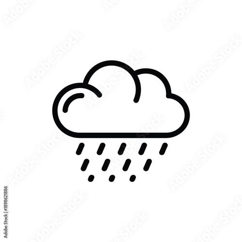 Simple line drawing depicts a cloud with raindrops falling below it