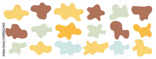 Abstract blob shape organic vector elements in pastel beige pink colors. Wavy liquid irregular forms in simple minimalistic style.