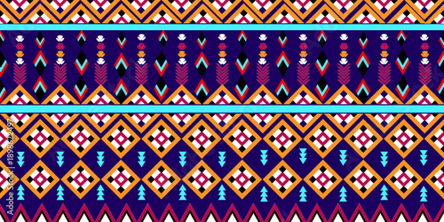 Geometric ehtnic oriental seamless pattern traditional design for background, carpet, wallpaper, clothing, wrapping, batik, fabric, vector, illustration, embroidery style