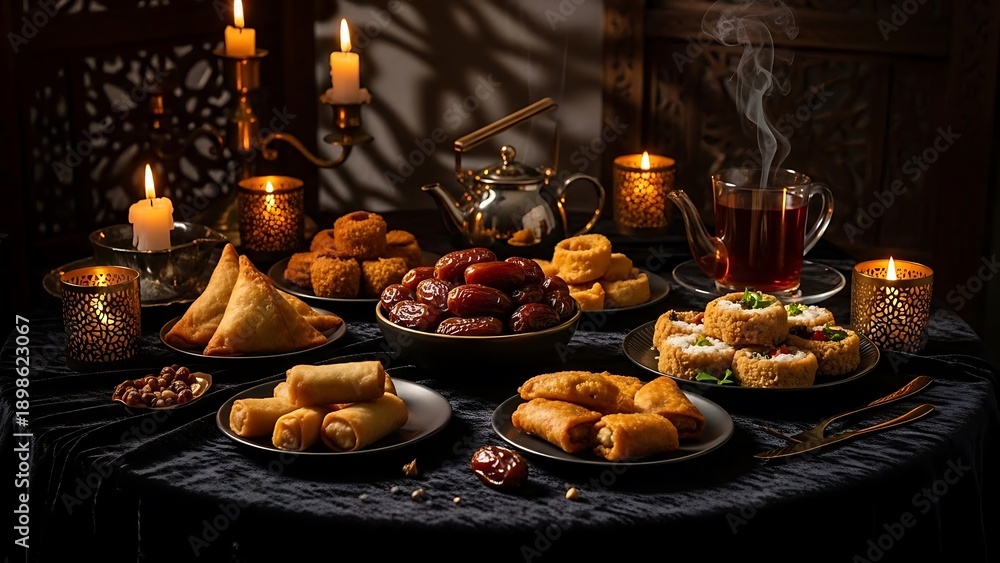Fototapeta premium Middle Eastern Cuisine on Decorative Table.