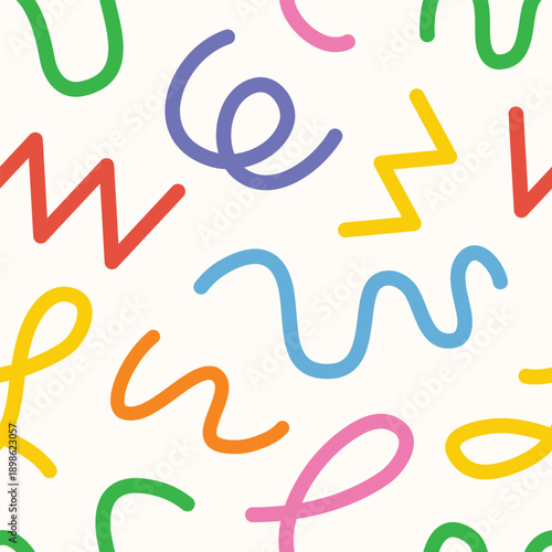 doodle seamless pattern fun colorful line elements. Creative color childish minimalist style. background pattern for children. trendy design with basic bright shapes.