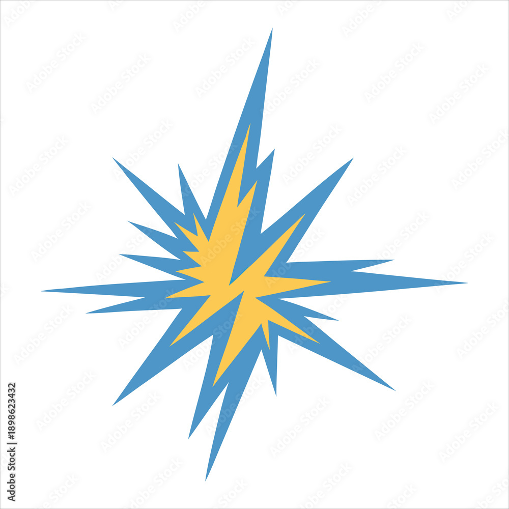 Fototapeta premium A vibrant blue and yellow starburst graphic on a white background