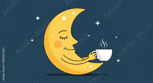 Smiling Moon with Coffee