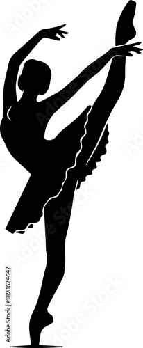 Graceful Silhouette of a Ballerina Dancer Performing a Grand Jete Leap