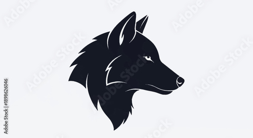 Black silhouette of a wolf head facing right.