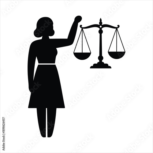 Lady justice silhouette holding scales of justice a symbol of fairness