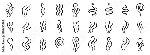 hot steam icon design line element, doodle smell sign, wave symbol. hot drink lines