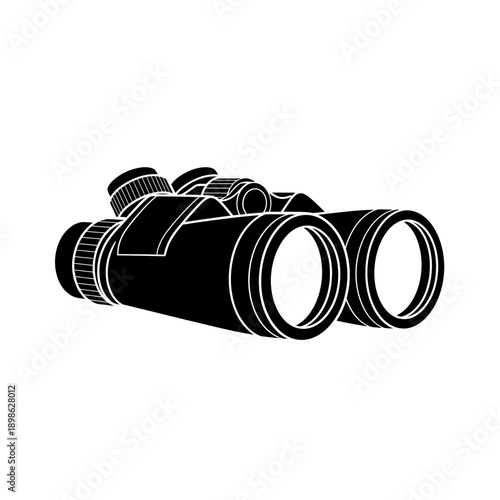 Binoculars Silhouette Vector Icon Isolated Field Glasses Spy Tool Symbol on White Background for Adventure Design