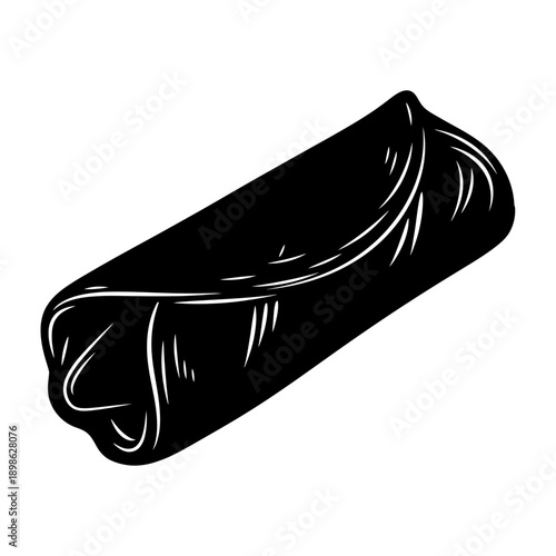 Burrito Silhouette Vector Icon Isolated Mexican Wrap Snack Symbol on White Background for Restaurant Design