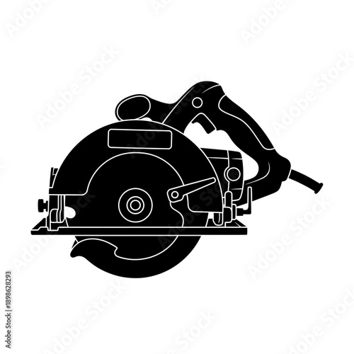 Circular Saw Silhouette Vector Icon Isolated Power Cutter Wood Tool Symbol on White Background for Carpentry Design