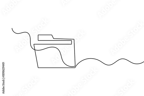 Document file folder in continuous one line drawing minimalist style isolated vector illustration