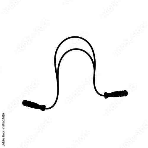 Jump Rope Silhouette Vector Icon Isolated Skipping Rope Cardio Tool Symbol on White Background for Fitness Design