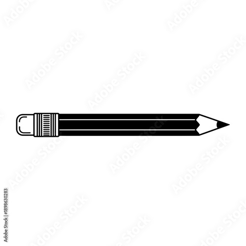 Pencil Silhouette Vector Icon Isolated With Eraser Drawing Tool Symbol on White Background for Education Design