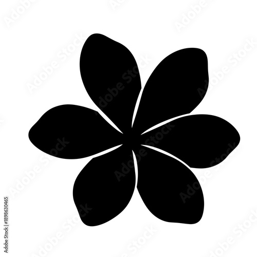 Plumeria Flower Silhouette Vector Icon Isolated Frangipani Spa Symbol on White Background for Tropical Design