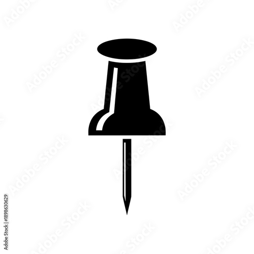 Push Pin Silhouette Vector Icon Isolated Thumb Tack Notice Board Symbol on White Background for Office Design