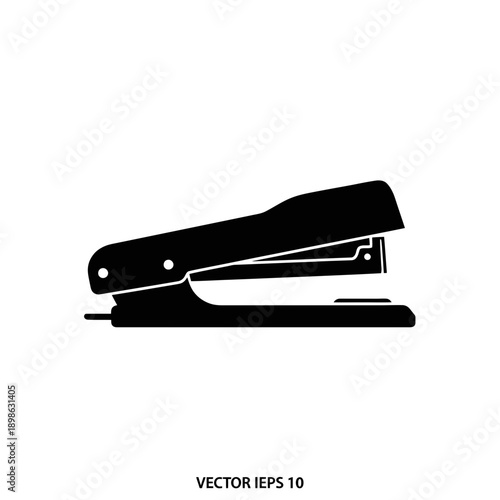Stapler Silhouette Vector Icon Isolated Office Tool Stationery Symbol on White Background for Business Design