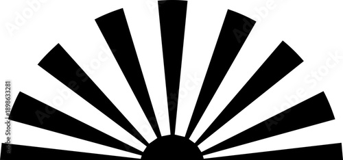 Abstract Minimalist Black Rising Sun or Ray Design Silhouette
